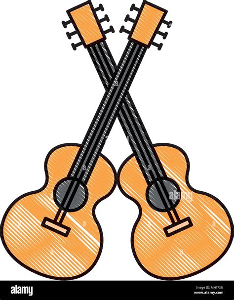 Acoustic Guitars Crossed Stock Vector Images Alamy