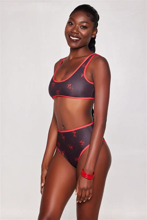 Maro Bikini Brown With Red Pattern Browne Ameir