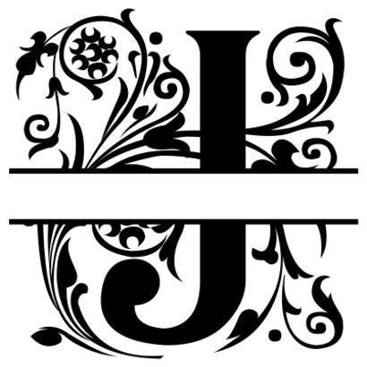 Free Fancy J Split Letter Font Monogram Clipart Alphabet Stencil