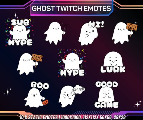 Twitch Emote Pack 10 Cute Ghost Emotes Twitch Emotes Kick Emotes