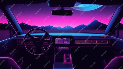 Premium AI Image | A purple night sky with a car dashboard and ...