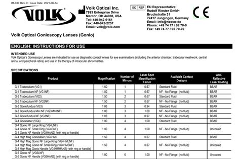 Product Guides Ophthalmic Lenses Volk Optical