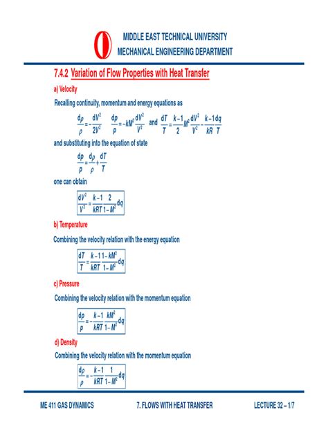 Me 411 Lecture 32 Pdf Mach Number Compressible Flow