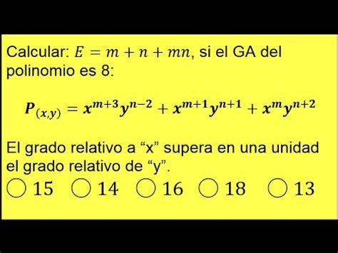 3123 Ejercicio Resuelto Sobre El Grado Relativo De Un Polinomio YouTube