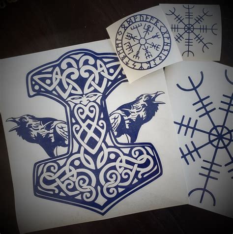 Helm Of Awe And Runes Permanent Vinyl Decal Aegishjalmr Etsy