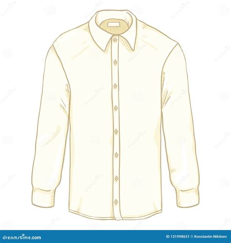 Vector Cartoon Long Sleeve Beige Classic Men Shirt Stock Vector