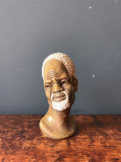 Carved Soapstone African Head Tribal Art African Elder Bust Etsy