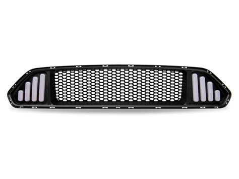 Mustang Badgeless Honeycomb Mesh Upper Grille With Led Drl Matte Black