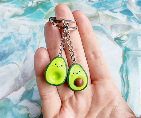 Avocado Keychain Set Matching Bff Avocados Kawaii Food Etsy