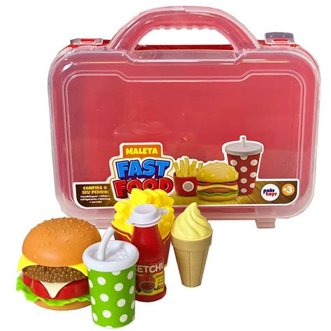 Kit Cozinha Infantil Maleta Lanche Hamburguer Fast Food Paki Tralal