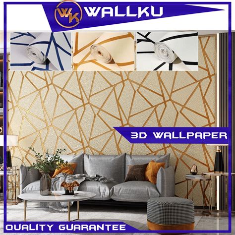 Wallku D Non Woven Diamond Ryombus Suede Wallpaper Stickers Glue Wall