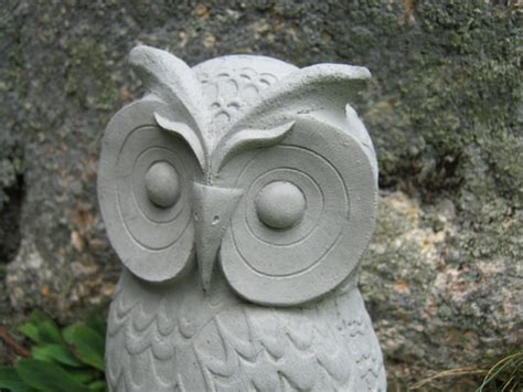 Owl Concrete Garden Owls 10 Inches Cement Owl Owl Figures Etsy