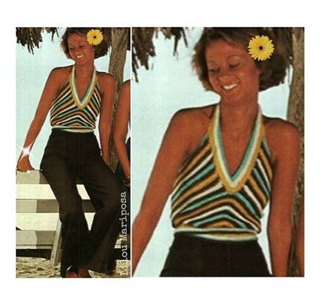 Crochet Pattern Vintage 70s Crochet Top Pattern Halter Top Beach Top