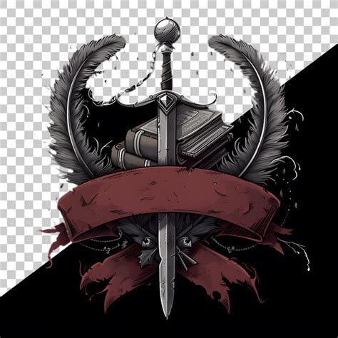 Premium Psd Vintage Sword With Banner On Transparent Background