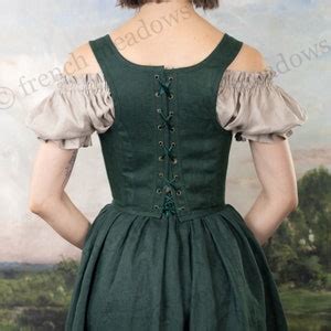 Dark Green Linen Corset Top Renaissance Corset Bodice Stays Outlander