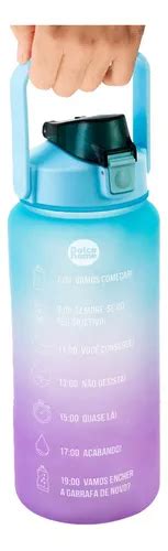 Botella De Agua Para Gimnasio Deportivo De Colores Con Pajita 2 Litros