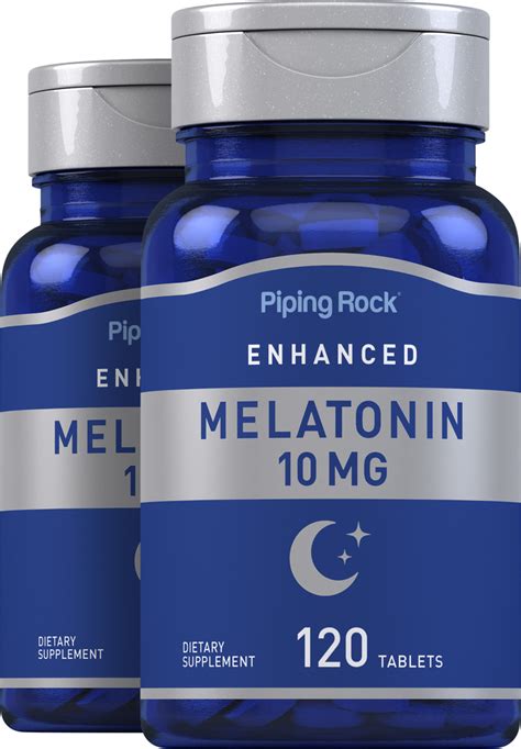 Melatonin 10 Mg 120 Tablets 2 Bottles Piping Rock Health Products