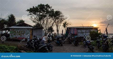 Bali Berawa Beach Indonesia March Local Beach Bar Naked Coconut At Sunset Time From