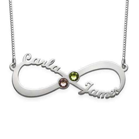 2 Names And Birthstones Infinity Love Necklace Sterling Silver Xienia