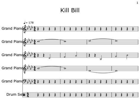 Kill Bill - Sheet music for Piano, Drum Set