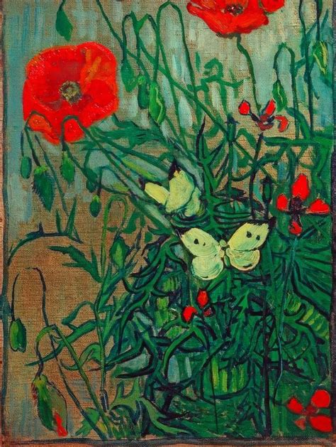 Papillons Sur Des Coquelicots Vincent Van Gogh