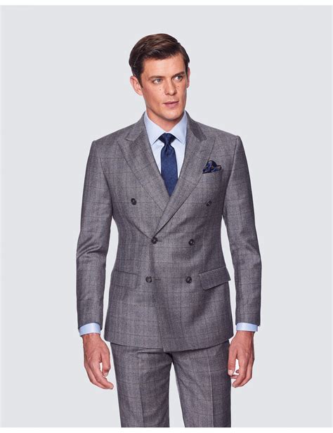 Mens Grey And Brown Prince Of Wales Check Tailored Fit Italian Flannel