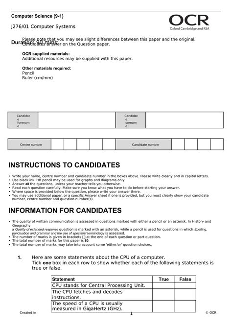 Ocr Gcse Computer Science Exam Builder Test Complete Ocr Gcse