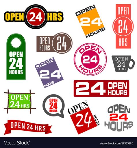 24 Hour Service Icon Element Set Royalty Free Vector Image