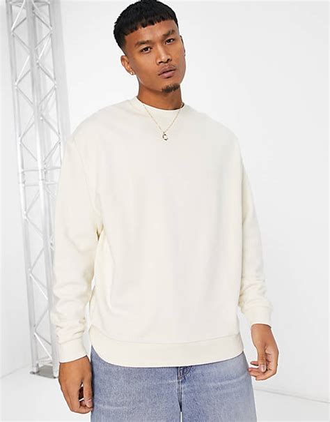 Asos Design Oversized Sweatshirt In Zacht Wit Asos