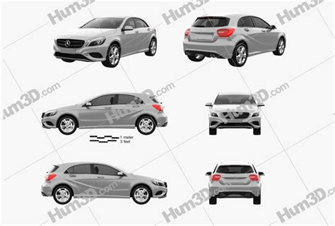 Mercedes Benz A Class W176 Urban Package 2016 Blueprint Template 3dmodels