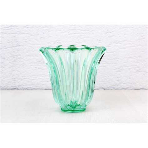 Vintage Art Deco Crystal Vase By Pierre Davesn France 1930s