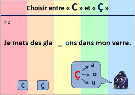 Leçon active TBI VPI TNI ENI Orthographe Choisir entre C et ç