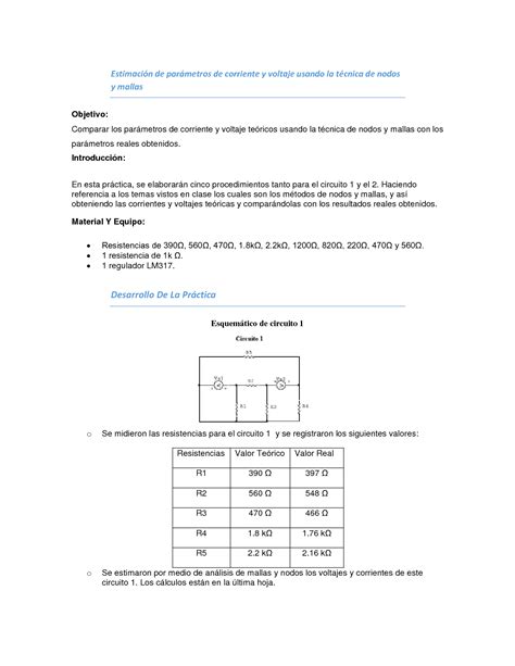 Solution Estimaci N De Par Metros De Corriente Y Voltaje Usando La T