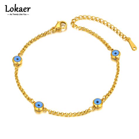 Lokaer Titanium Stainless Steel Chain Link Bracelet Vintage 18K Gold