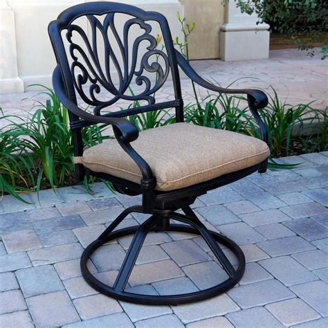 Darlee Elisabeth Cast Aluminum Patio Swivel Rocker Dining Chair W Sesame Cushion Bbqguys