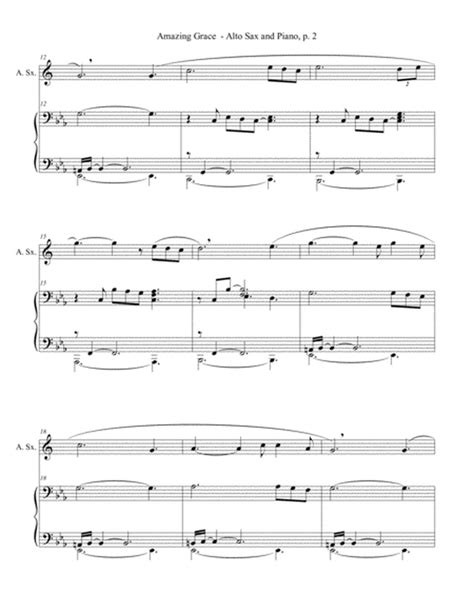 Amazing Grace Hymn Sonata For Alto Sax And Piano With Score Part By