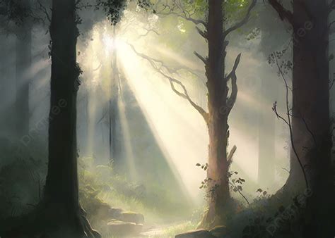 Forest Tyndall Light Beautiful Background Forest Light Tyndall
