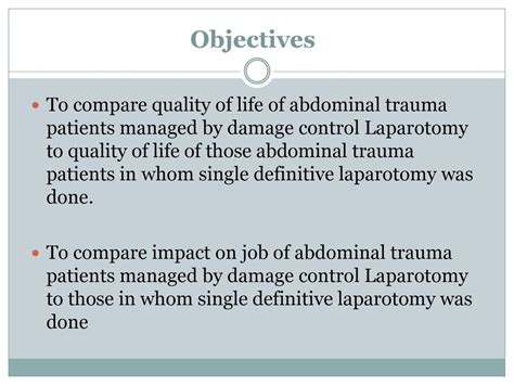 Quality Of Life After Damage Control Laparotomy For Trauma Ppt Download