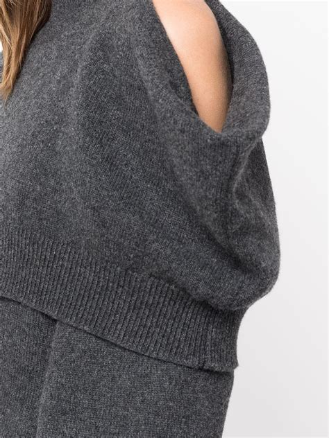 Alexander Wang Knitted Cold Shoulder Mini Dress Grey Farfetch