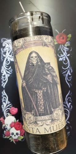 SANTA MUERTE NEGRA Vela En Vaso Bazar Velas Y Cosas