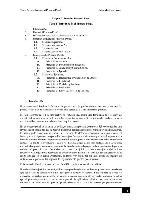 Tema 5 Apuntes Procesal 2 Bloque II Derecho Procesal Penal Tema 5