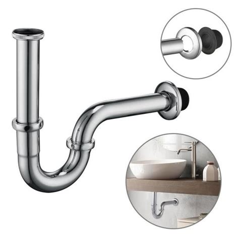 Universel Siphon de Lavabo en Acier Inox Chromé Siphon Tube Anti odeur