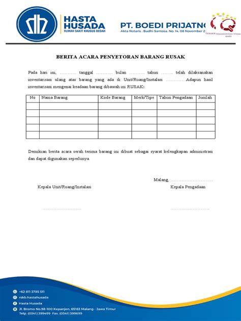 Formberita Acara Penyetoran Barang Rusak Pdf