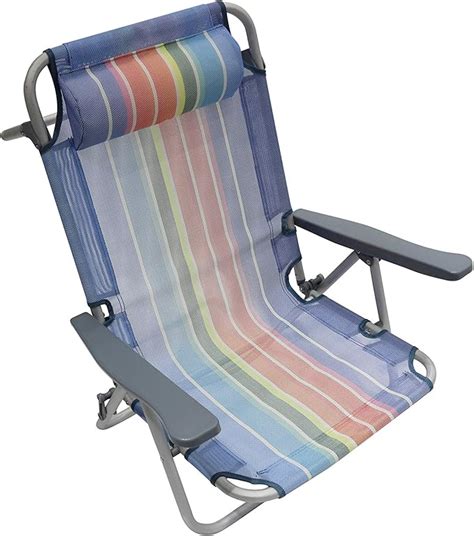 Homecall Folding Beach Chair With Rainbow Textilene Adjustable Backrest