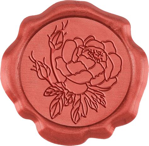 Craspire 50pcs Red Wax Seal Stickers Peony Self Adhesive