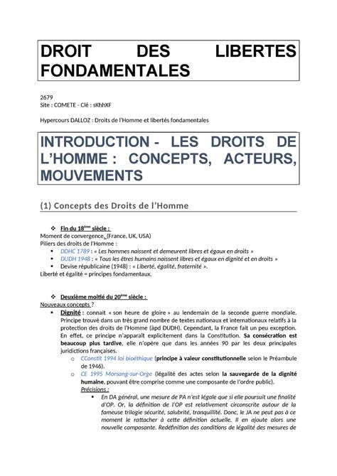 Libertes Fonda Cours DROIT DES LIBERTES FONDAMENTALES 2679