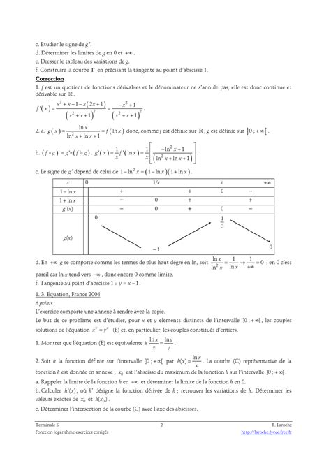 Solution Exercices Logarithme Corriges Studypool