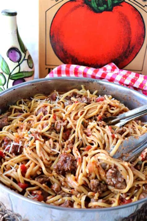 One Pot Linguine With Italian Sausage Kudos Kitchen By Renee