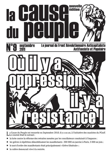 La Cause Du Peuple Le Journal Du Frap La Cause Du Peuple N Est