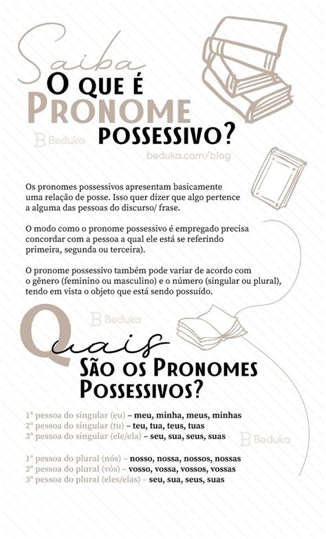 O Que Pronome Possessivo Portugu S Concurso Classes De Palavras